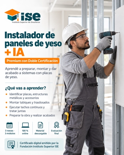 Instalador de paneles de yeso + IA (Premium con Doble Certificación)