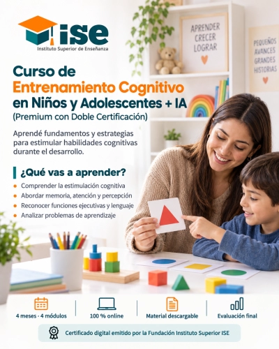 Curso de Entrenamiento Cognitivo en Niños y Adolescentes + IA (Premium con Doble Certificación)