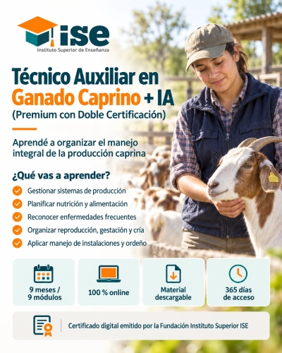 Técnico Auxiliar en Ganado Caprino + IA (Premium con Doble Certificación)