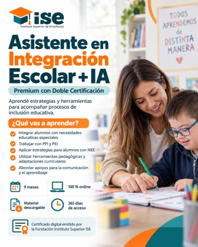 Asistente en Integración Escolar + IA (Premium con Doble Certificación)