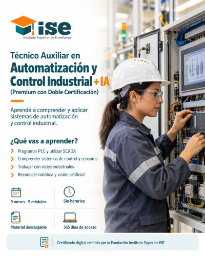 Técnico Auxiliar en Automatización y Robótica industrial + IA (Premium con Doble Certificación)