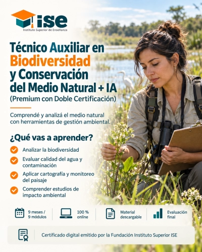 Técnico Auxiliar en Biodiversidad y Conservación del Medio Natural + IA (Premium con Doble Certificación)