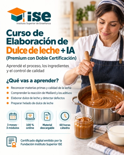 Curso de Elaboración de Dulce de leche + IA (Premium con Doble Certificación)