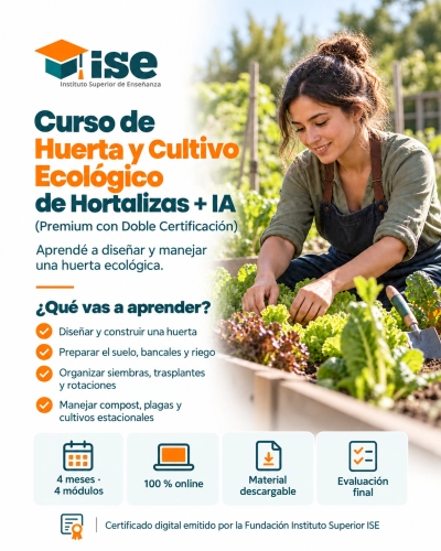 Curso de Huerta y Cultivo Ecológico de Hortalizas + IA (Premium con Doble Certificación)