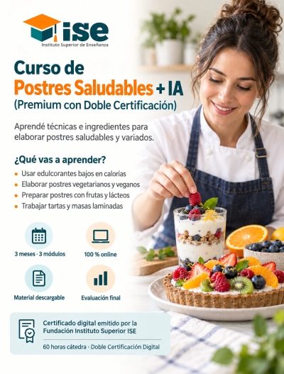 Curso de Postres Saludables + IA (Premium con Doble Certificación)