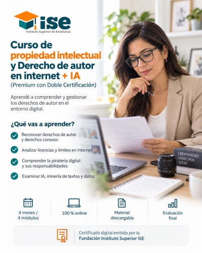 Curso de propiedad intelectual y Derecho de autor en internet + IA (Premium con Doble Certificación)