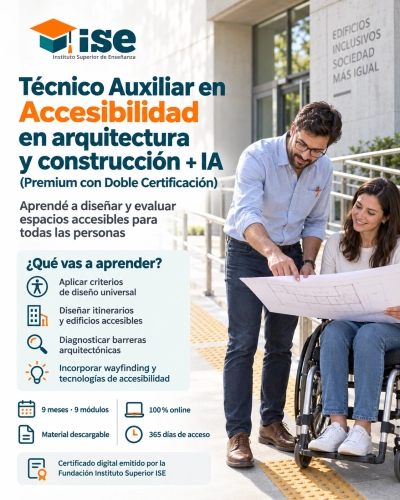 Técnico Auxiliar en Accesibilidad en arquitectura y construcción + IA (Premium con Doble Certificación)