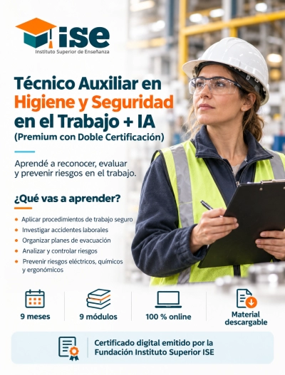 Técnico Auxiliar en Higiene y Seguridad en el Trabajo + IA (Premium con Doble Certificación)