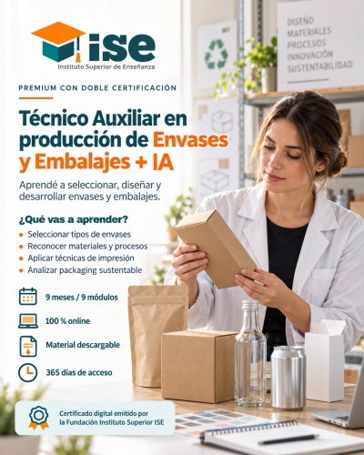 Técnico Auxiliar en producción de Envases y Embalajes + IA (Premium con Doble Certificación)