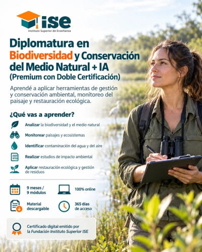 Diplomatura en Biodiversidad y Conservación del Medio Natural + IA (Premium con Doble Certificación)