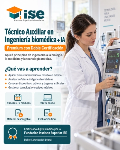 Técnico Auxiliar en Ingeniería biomédica + IA (Premium con Doble Certificación)