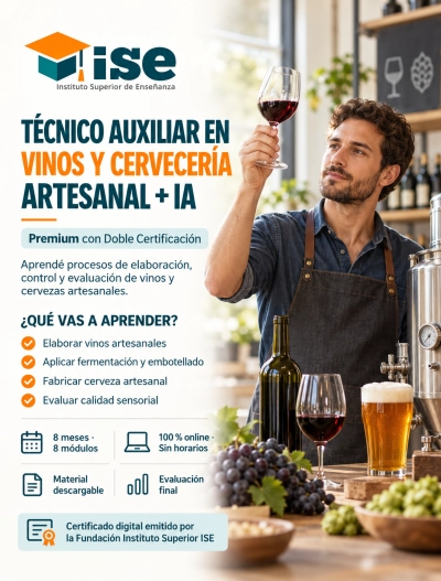 Técnico Auxiliar en Vinos y Cervecería Artesanal + IA (Premium con Doble Certificación)