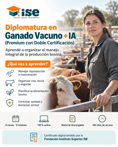 Diplomatura en Ganado Vacuno + IA (Premium con Doble Certificación)