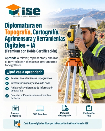 Diplomatura en Topografía, Cartografía, Agrimensura y Herramientas Digitales + IA (Premium con Doble Certificación)