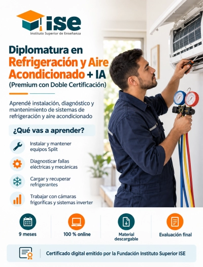Diplomatura en Refrigeración y Aire Acondicionado + IA (Premium con Doble Certificación)