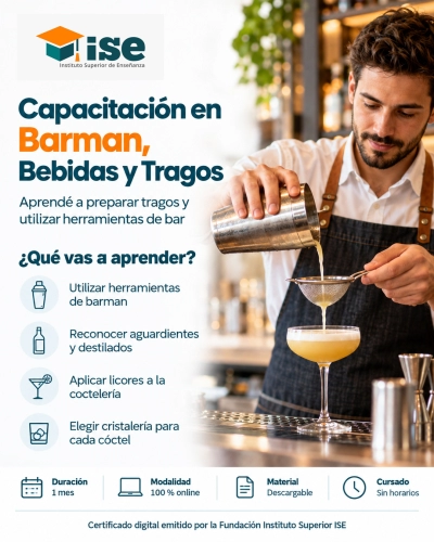 Capacitación en Barman, Bebidas y Tragos