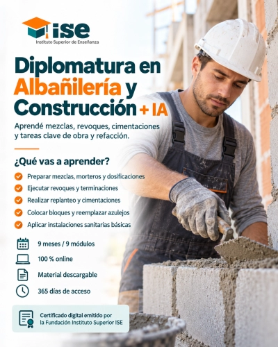 Diplomatura en Albañilería y Construcción + IA (Premium con Doble Certificación)