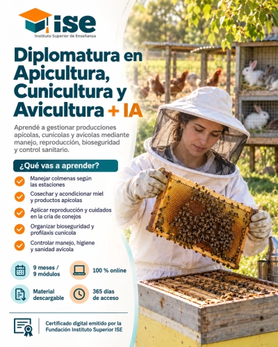 Diplomatura en Apicultura, Cunicultura y Avicultura + IA (Premium con Doble Certificación)