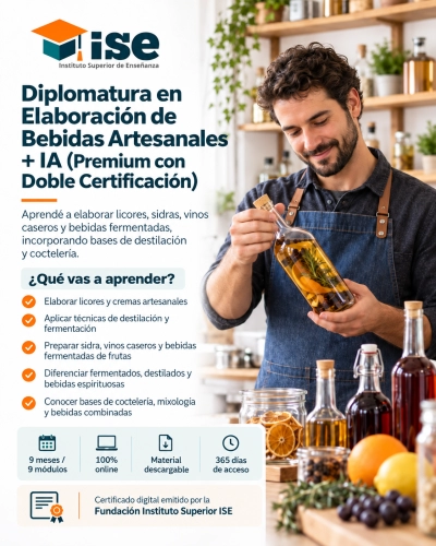 Diplomatura en Elaboración de Bebidas Artesanales + IA (Premium con Doble Certificación)