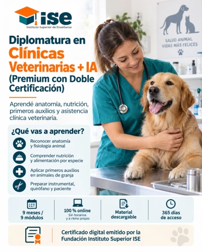 Diplomatura en Clínicas Veterinarias + IA (Premium con Doble Certificación)