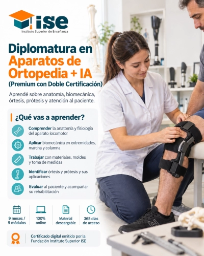 Diplomatura en Aparatos de Ortopedia + IA (Premium con Doble Certificación)