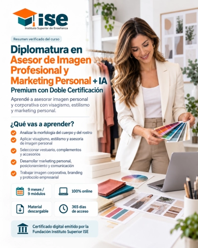 Diplomatura en Asesor de Imagen Profesional y Marketing Personal + IA (Premium con Doble Certificación)