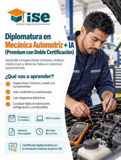 Diplomatura en Mecánica Automotriz + IA (Premium con Doble Certificación)