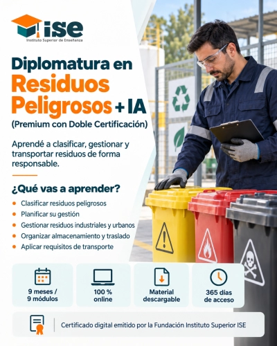 Diplomatura en Residuos Peligrosos + IA (Premium con Doble Certificación)