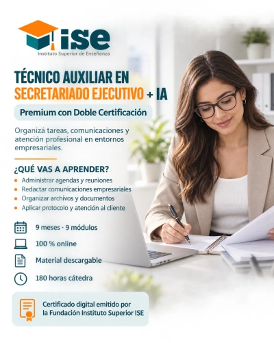 Técnico Auxiliar en Secretariado Ejecutivo + IA (Premium con Doble Certificación)