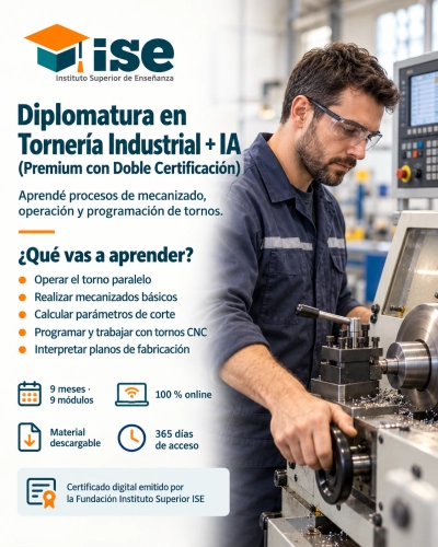 Diplomatura en Tornería Industrial + IA (Premium con Doble Certificación)