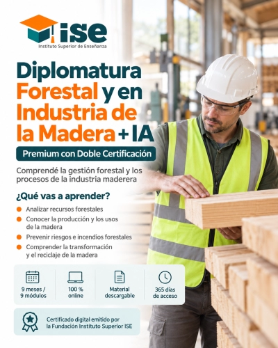 Diplomatura Forestal y en Industria de la Madera + IA (Premium con Doble Certificación)