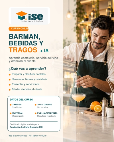 Barman, Bebidas y Tragos + IA