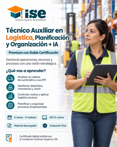 Técnico Auxiliar en Logística, Planificación y Organización + IA (Premium con Doble Certificación)