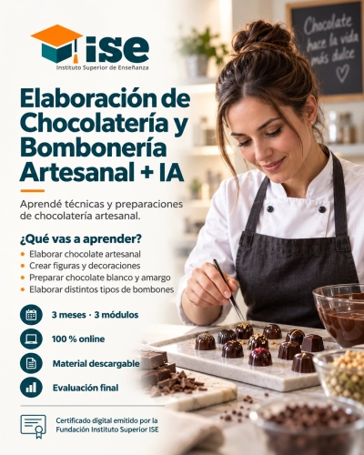 Elaboración de Chocolatería y Bombonería Artesanal + IA